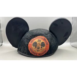 Vtg Walt Disney World Mickey Mouse Ears Felt Hat Cap Black Retro Souvenir